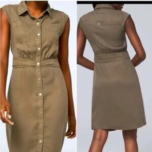 NWT WHBM Sleeveless Utility Shirt Dress in Forever Olive Green Wash Size 8